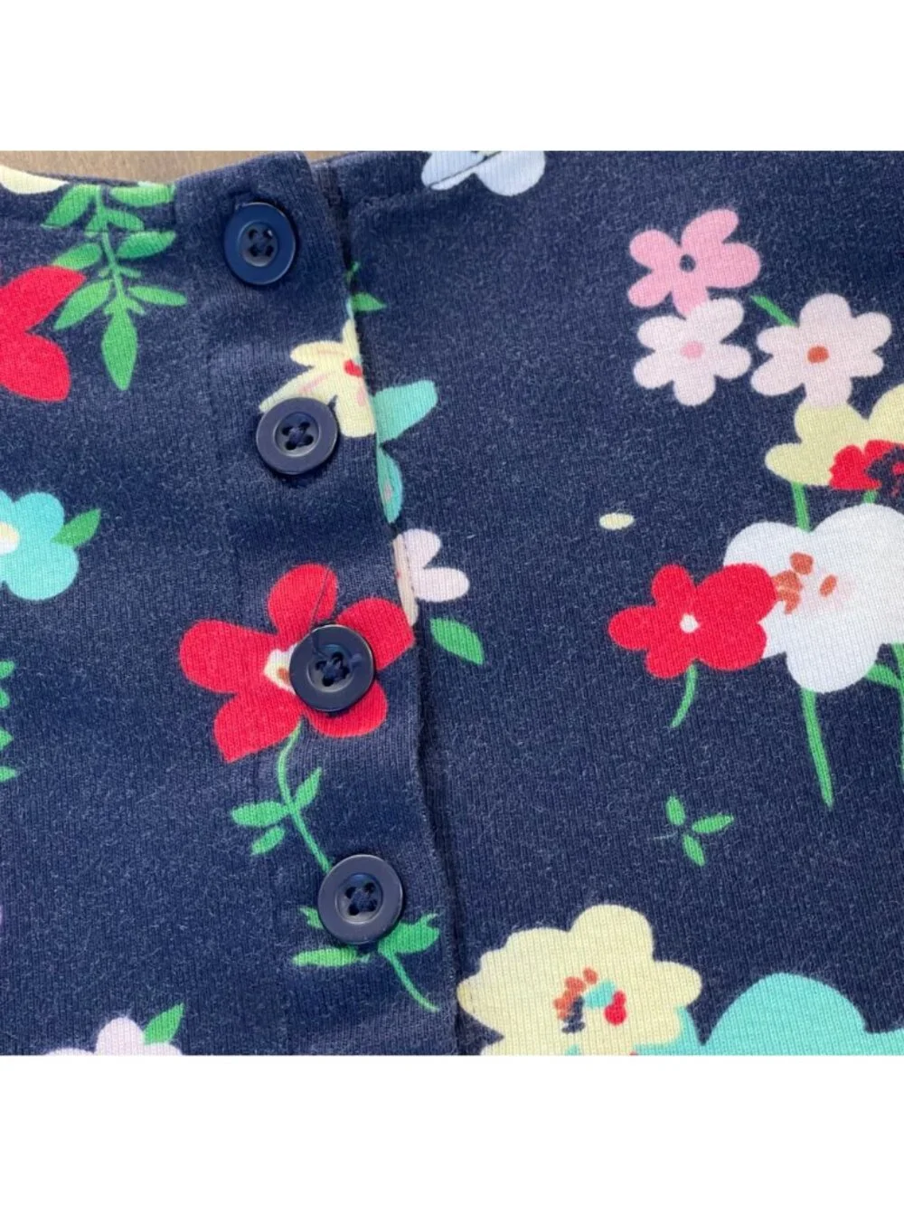Hanna Andersson Navy Floral Play Dress Girl's Size 130cm (US 8) Knit 100% Cotton